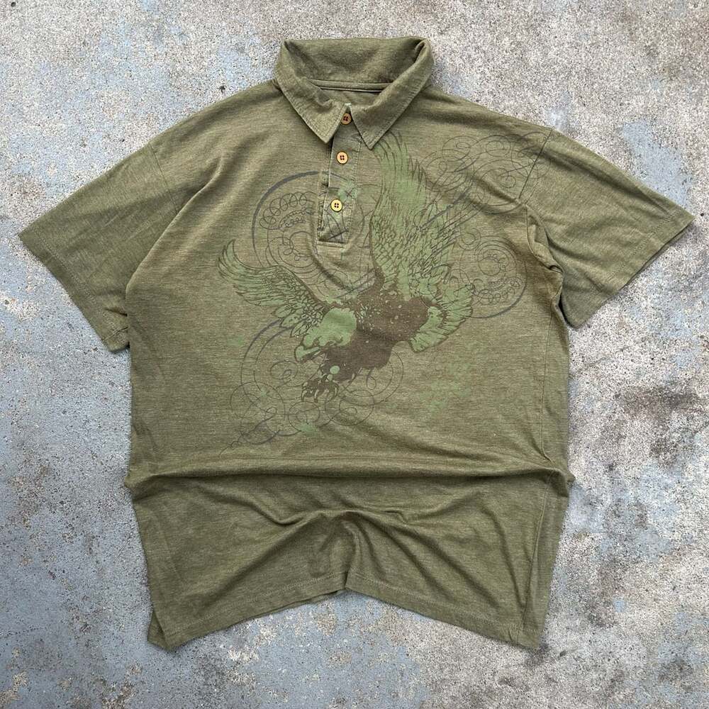 Y2K Affliction Type Eagle Polo Shirt